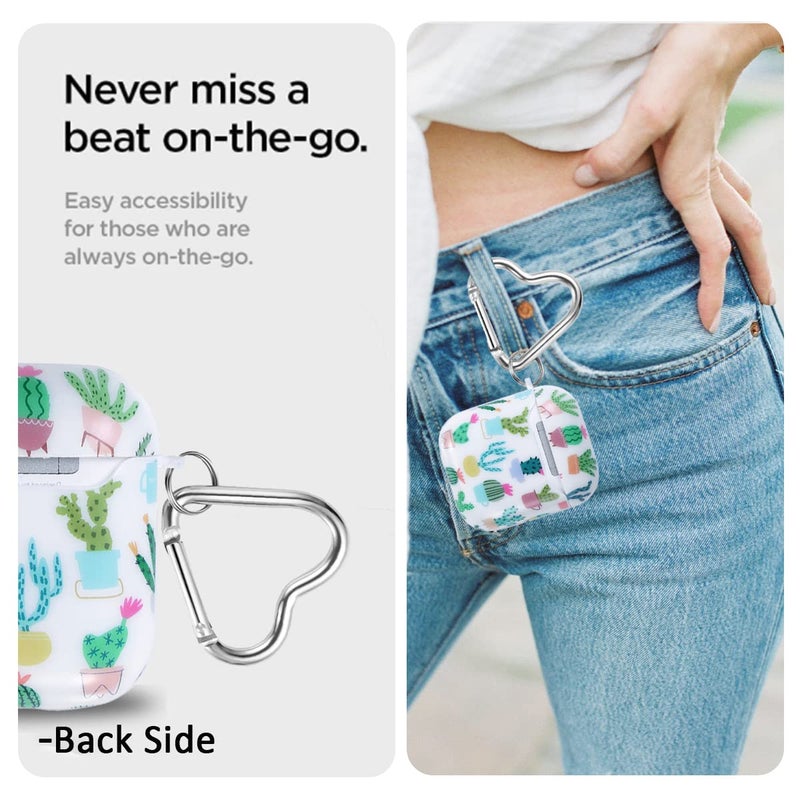 Olytop Cute Cactus Airpods 2nd/1st Gen Case Cover, Plants Airpods 2nd 1st Generation Protective Case Cover Hard Skin Women Girl for Apple iPods 2/1 Gen with Keychain -Cactus - Image 3